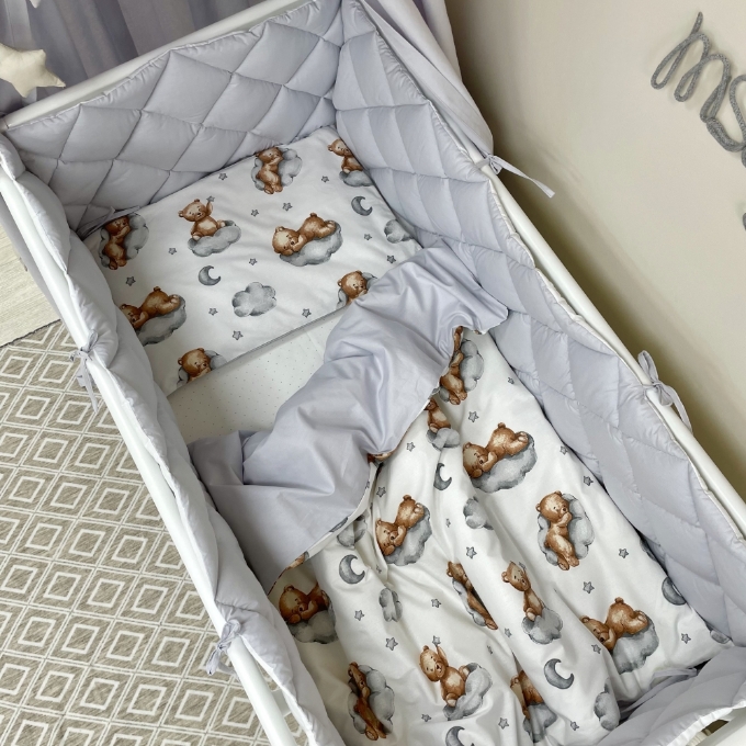 Set lenjerie Patut BebeCopii 6 piese Teddy gri (5)